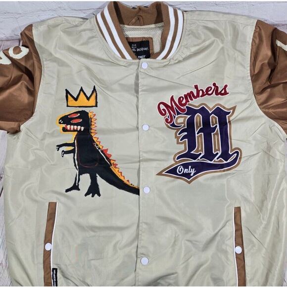 Jean-Michel Basquiat Members Only Varsity Bomber Jacket Mona Lisa Dragon Medium - Picture 2 of 9